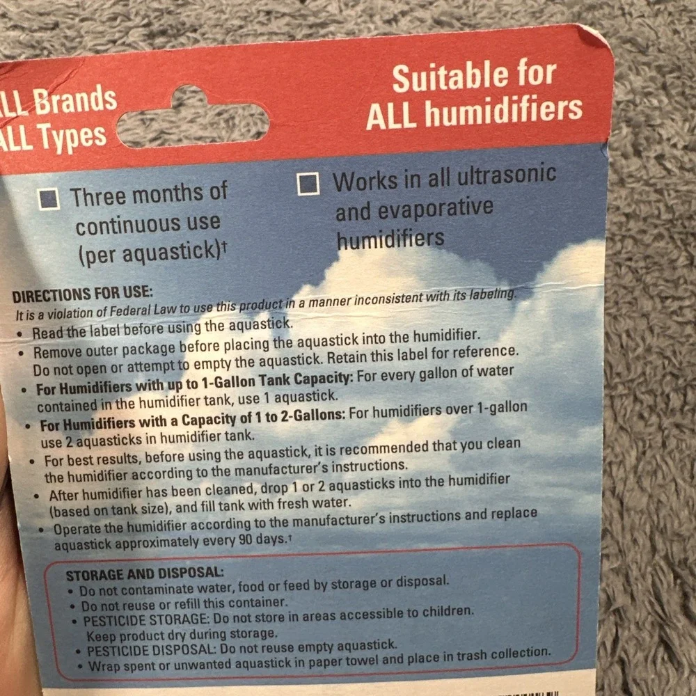 Aquastick Antimicrobial Humidifier Treatment, Universal Fit Reduces Odors 2 Pack